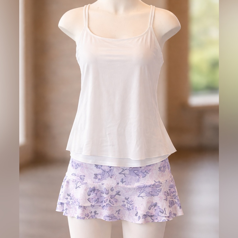 White Sheer Layered Tank Top Medium Flowy Double Layer Lightweight Chic